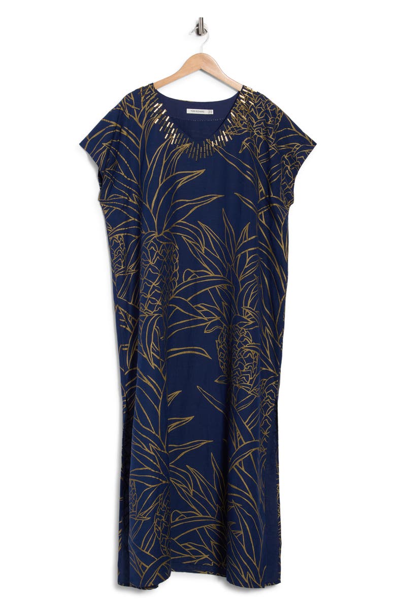 Tori Richard Pineapple Isle Amari Caftan, Alternate, color, Navy