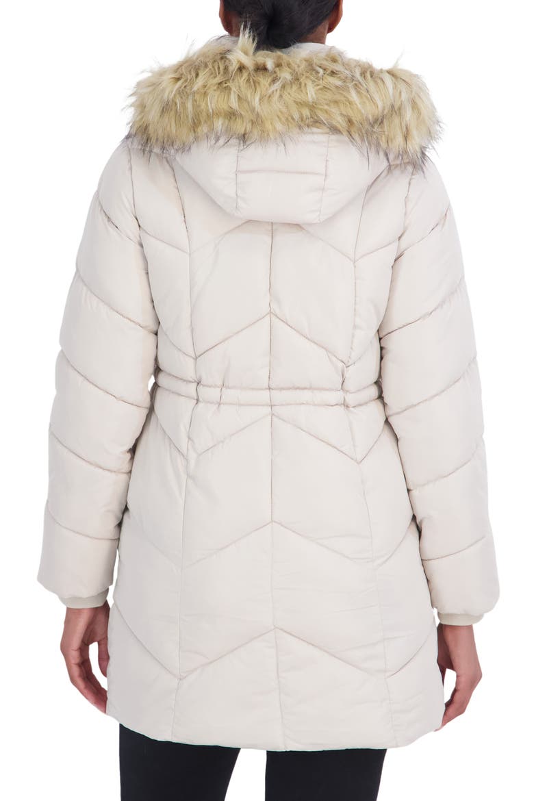 Faux Fur Trim Water Resistant Puffer Parka, Alternate, color, BEIGE