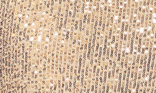Betsy & Adam Sequin Bow One-shoulder Column Gown In Gold