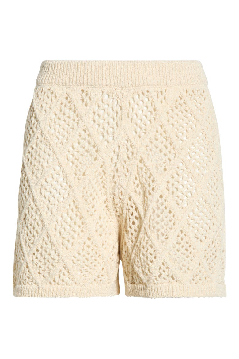 Openwork Knit Cover-Up Shorts, Alternate, color, NATURAL