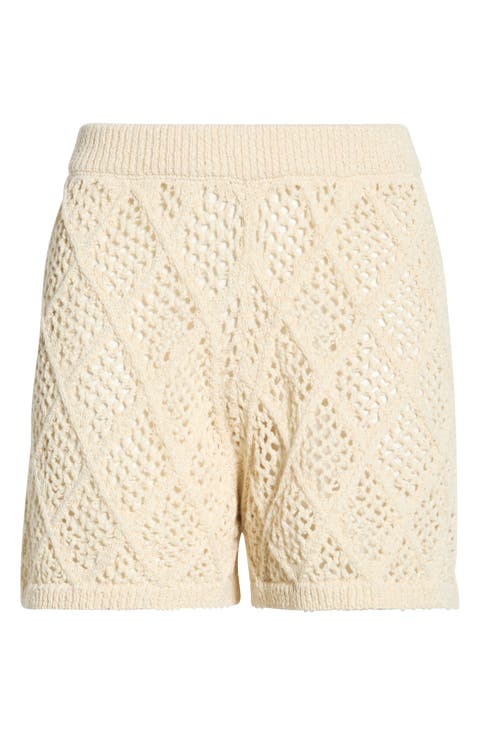Openwork Knit Cover-Up Shorts
