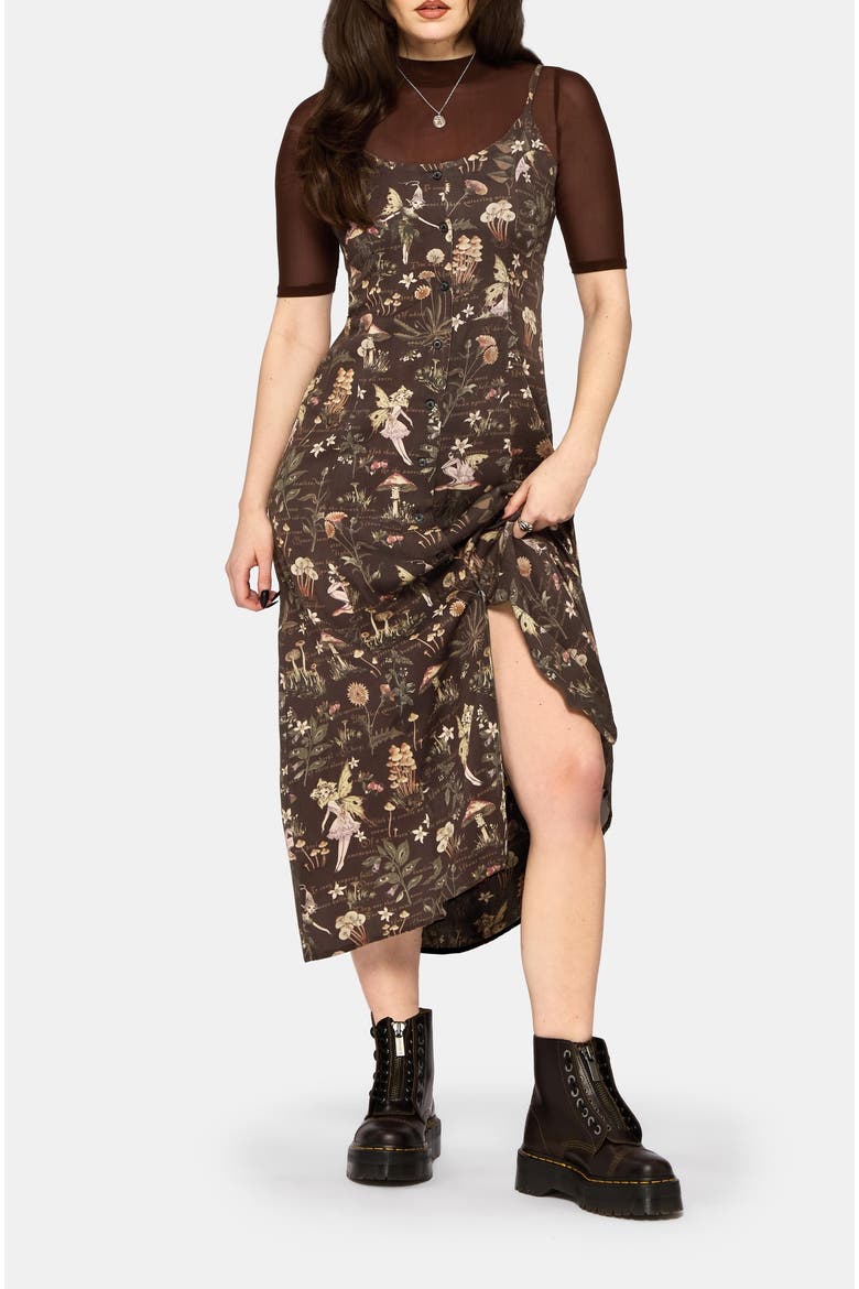 Faela Fairy Cami Midi Dress, Alternate, color, Black
