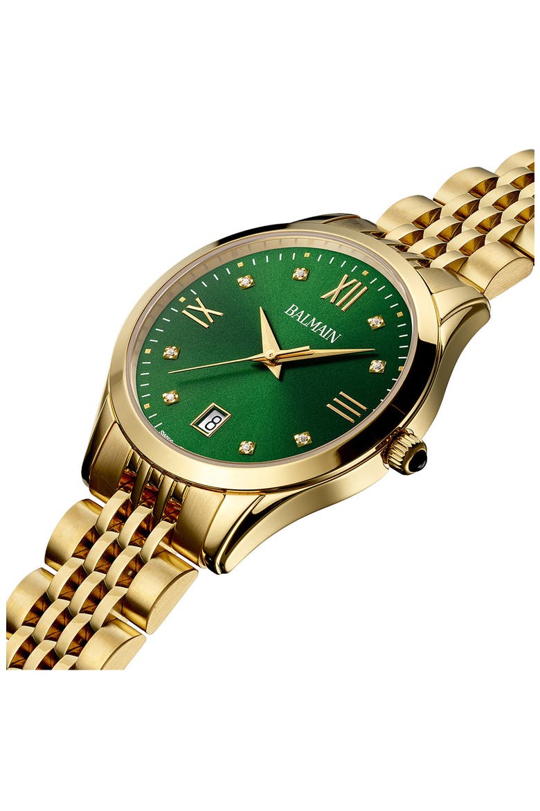 Classic R Diamond Bracelet Watch, 34mm, Alternate, color, YELLOW GOLD PVD COATING