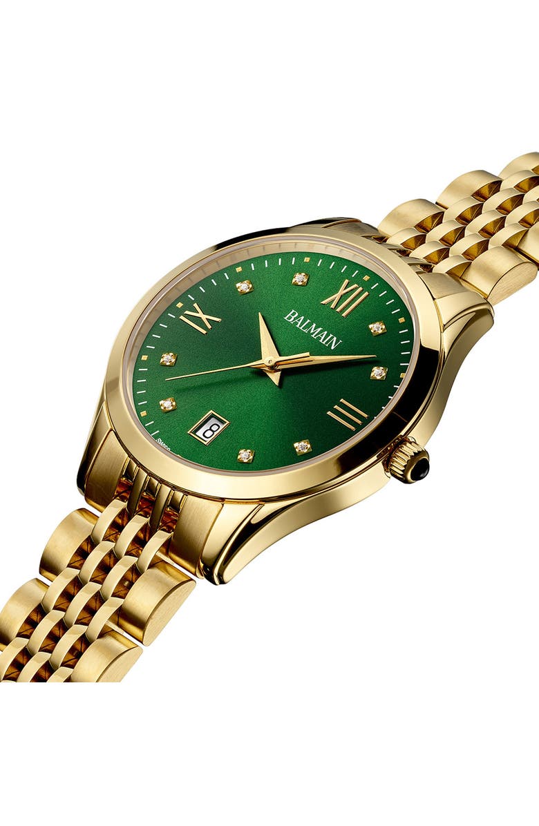 Balmain Classic R Diamond Bracelet Watch, 34mm, Alternate, color, Yellow Gold Pvd Coating