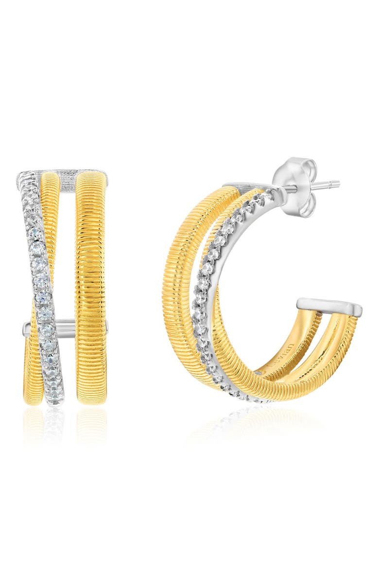 SUZY LEVIAN Golden Helix Triple Row Coil Huggie Hoop Earrings, Main, color, Yellow