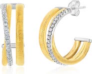 SUZY LEVIAN Golden Helix Triple Row Coil Huggie Hoop Earrings
