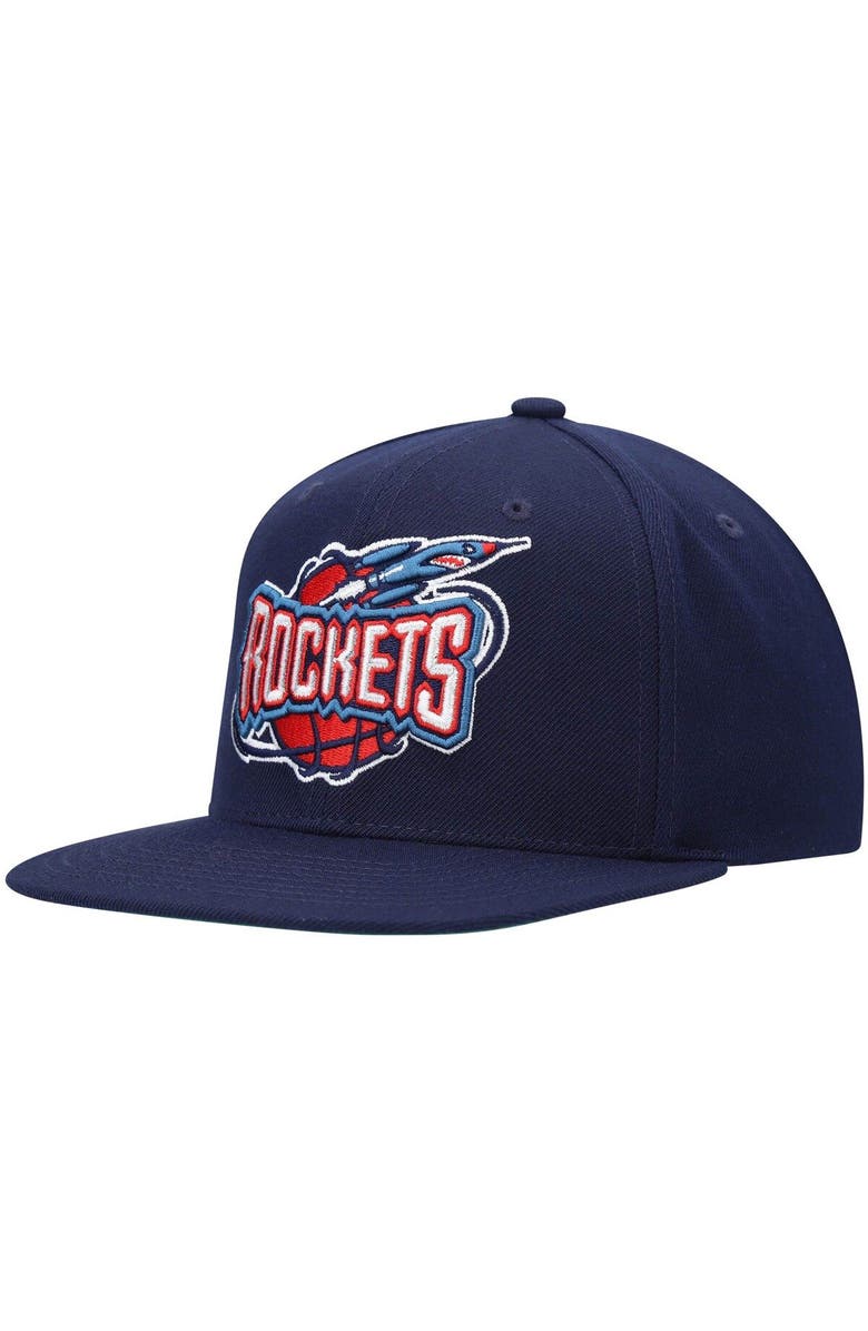 Mitchell & Ness Men's Mitchell & Ness Navy Houston Rockets Hardwood Classics Team Ground 2.0 Snapback Hat, Main, color,