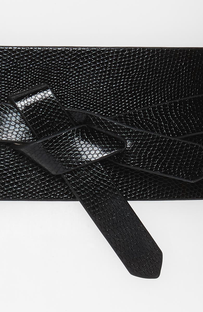 Halogen<sup>®</sup> Tie Front Snake Embossed Faux Leather Stretch Belt, Alternate, color, 