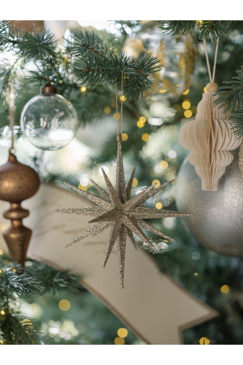 6" Gold Glitter Starburst Ornament, Alternate, color, Gold Glitter