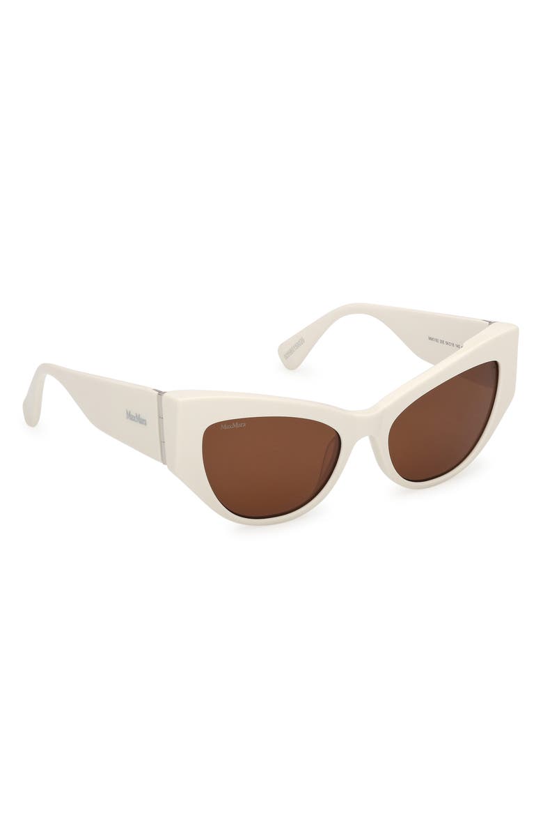 Max Mara 54mm Cat Eye Sunglasses, Alternate, color, Shiny White / Brown