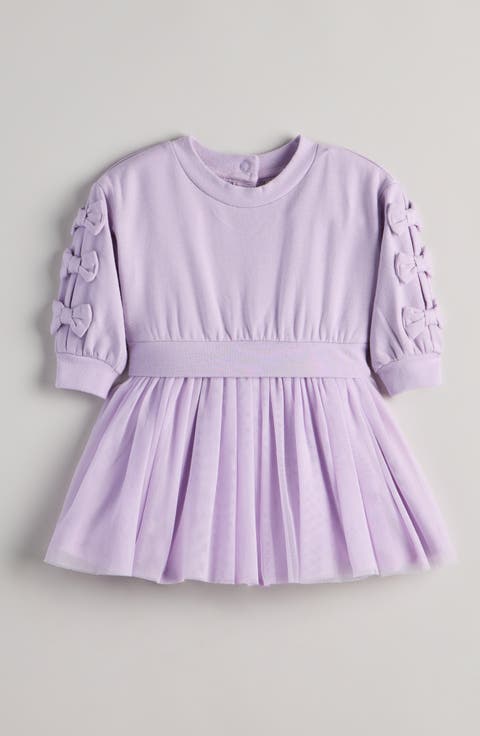 Bow Puff Sleeve Fit & Flare Dress