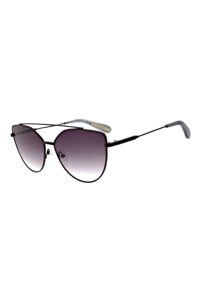 60mm Metal Browline Cat Eye Sunglasses, Alternate, color, MATTE BLACK