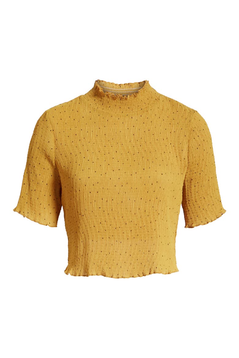 Crinkle Crop Top, Alternate, color, MUSTARD DOT
