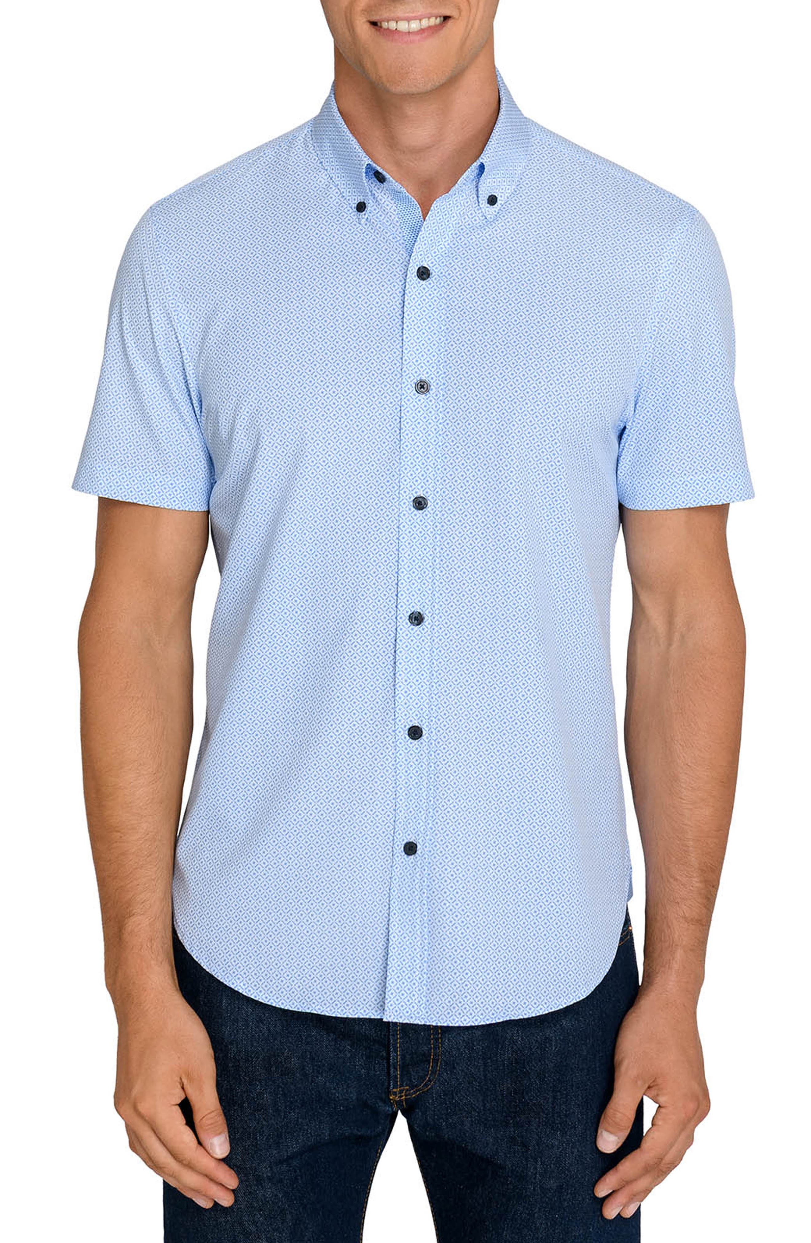 Geometric Short Sleeve Button-Up Shirt