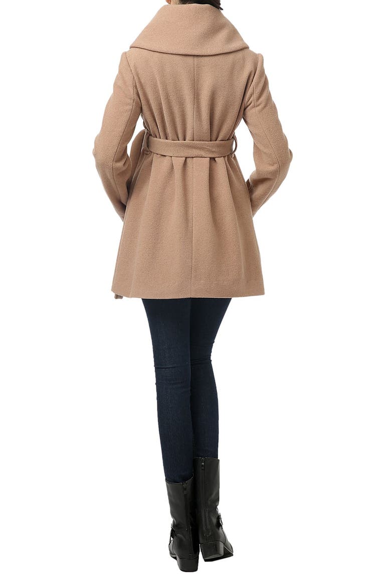 Mia High Collar Wool Blend Maternity Coat, Alternate, color, CAMEL
