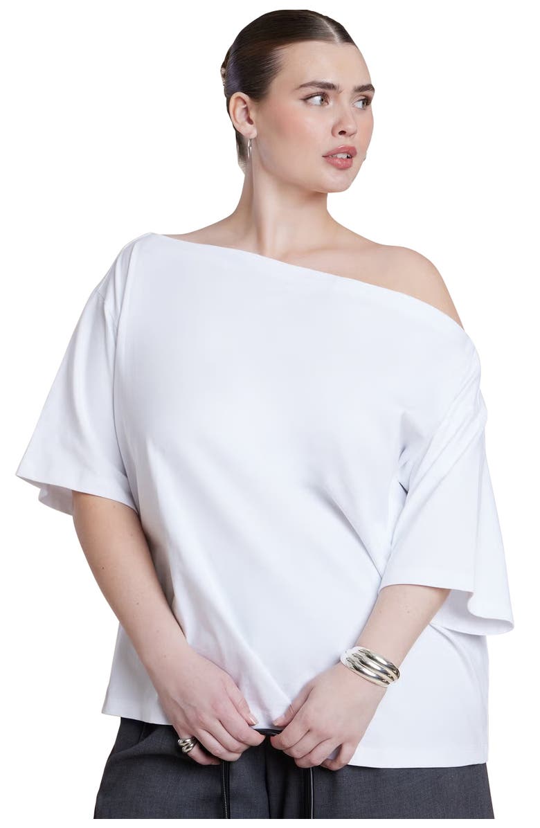 ELOQUII Slouchy Tee, Main, color, White
