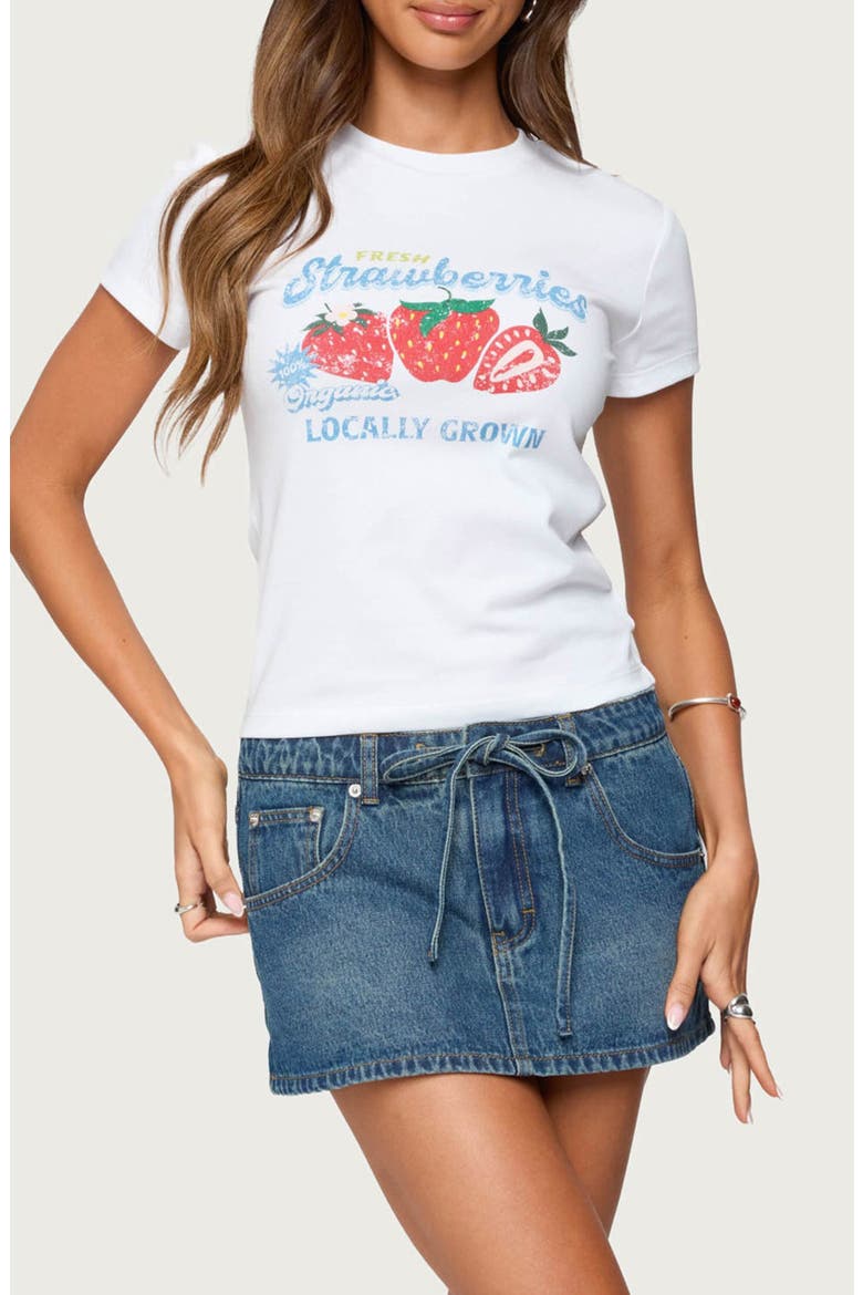 Fresh Strawberries Stretch Cotton Graphic T-Shirt, Main, color, WHITE