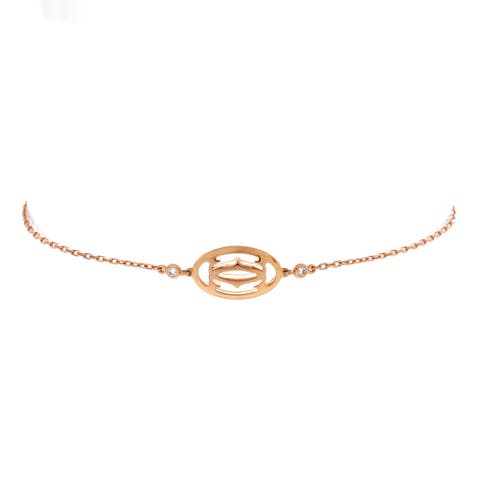 Double C de Cartier Bracelet 18K Rose Gold with Diamonds