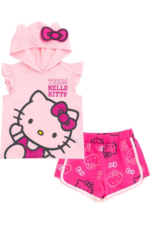 2-Piece Hooded Top and Shorts Set
