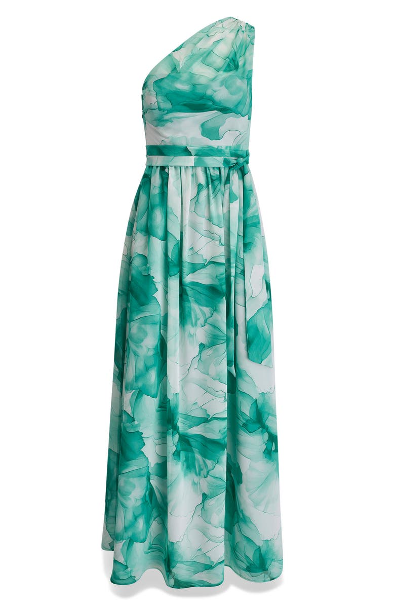 Donna Karan New York Floral One-Shoulder Gown, Alternate, color, Lawn Multi