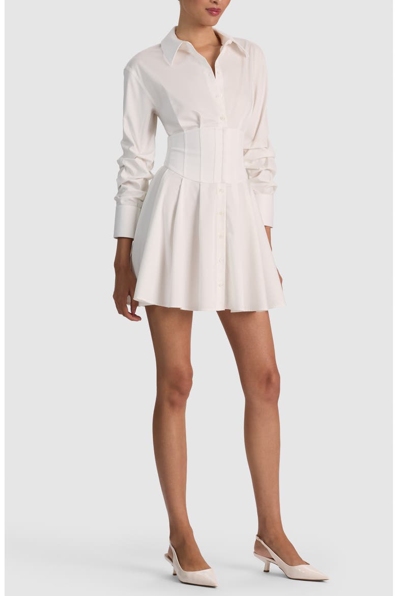 Edie Long Sleeve Corset Shirtdress, Alternate, color, OFF WHITE
