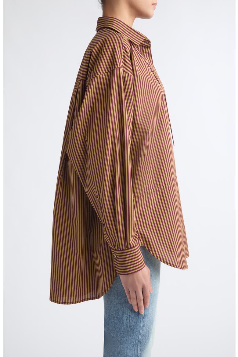 Dune Striped Cotton Shirt, Alternate, color, BURGUNDY / OCHRE