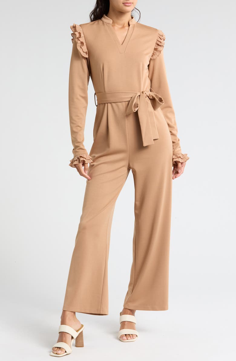 AREA STARS Simone Ruffle Jumpsuit, Main, color, 
