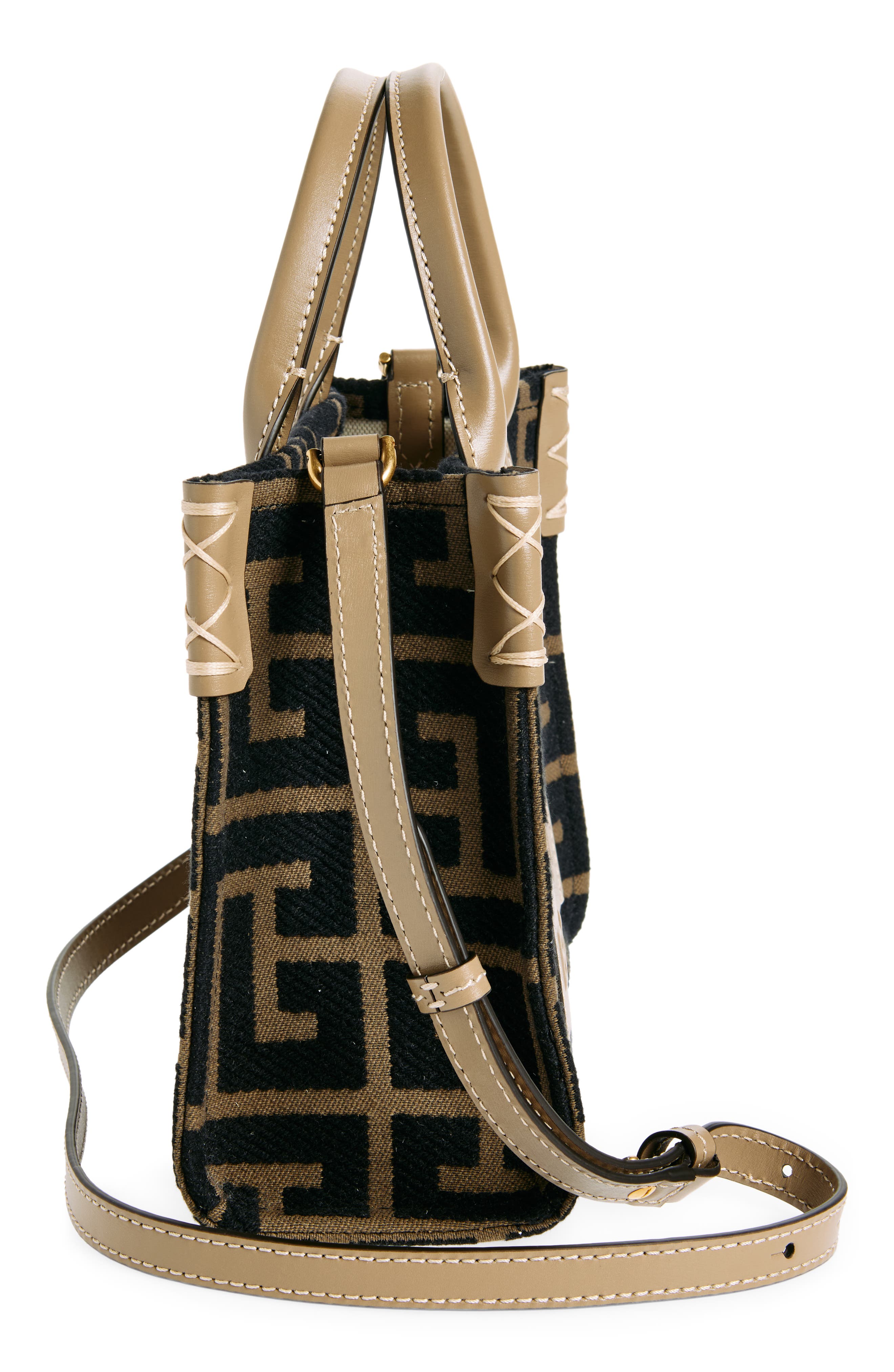 Balmain Small B-Army Logo Canvas Shopper Tote, Alternate, color, 