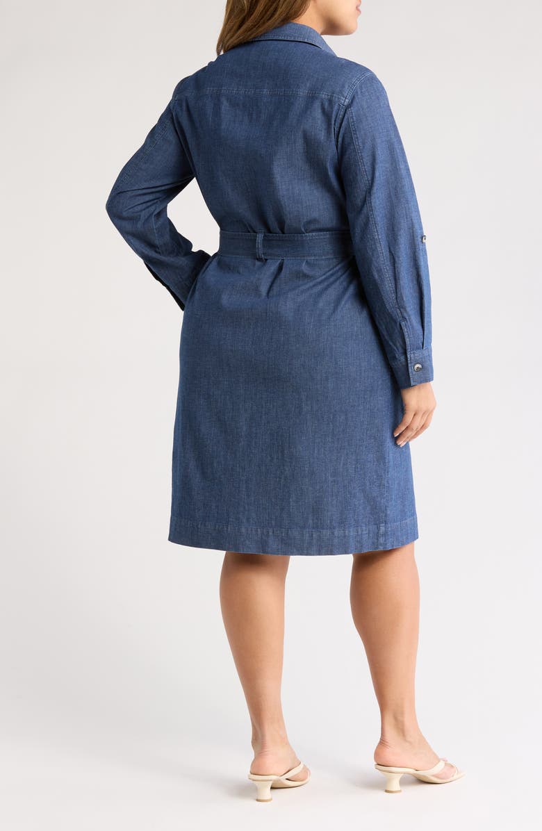 Jones New York Pork Chop Long Sleeve Stretch Denim Shirtdress, Alternate, color, 