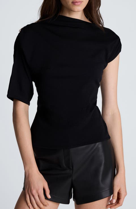Asymmetric Drape Neck Jersey Top