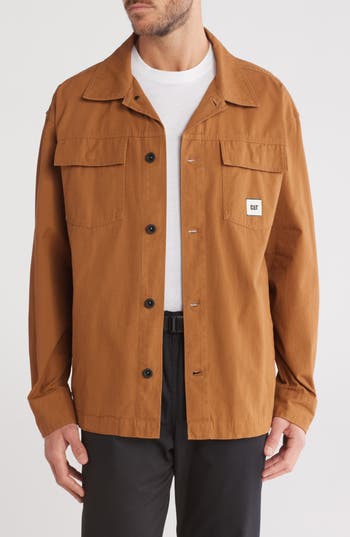 Cat Wwr Canvas Heavyweight Shirt Jacket In Bronze