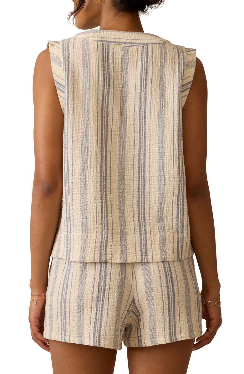 Faherty Dune Stripe Sleeveless Organic Cotton Gauze Popover Top, Alternate, color, 