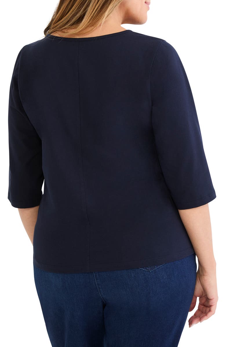 NIC+ZOE Mesh Appliqué Top, Alternate, color, Dark Indigo