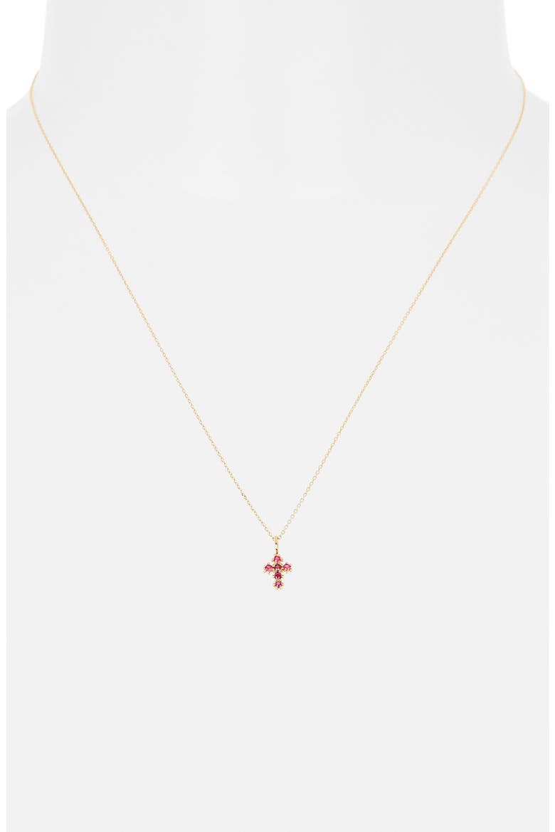 El Mar Ruby Cross Pendant Necklace, Alternate, color, 18K RUBY