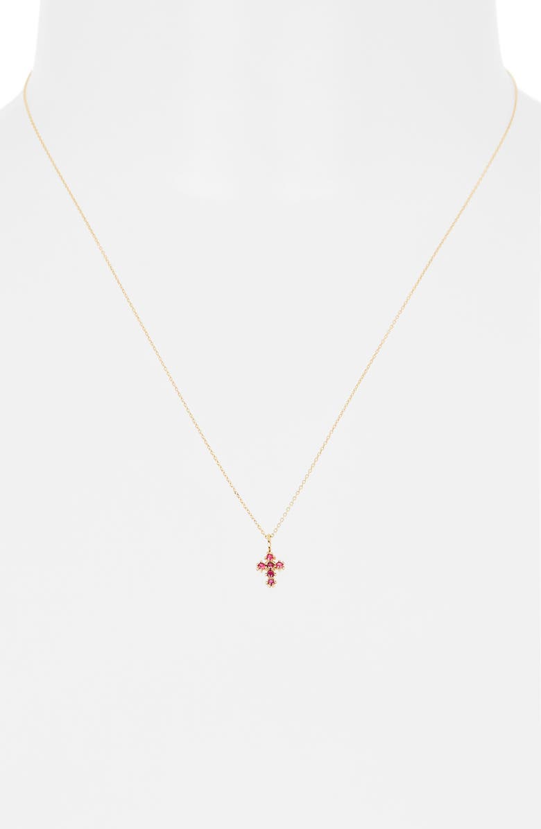 Bony Levy El Mar Ruby Cross Pendant Necklace, Alternate, color, 18K Ruby