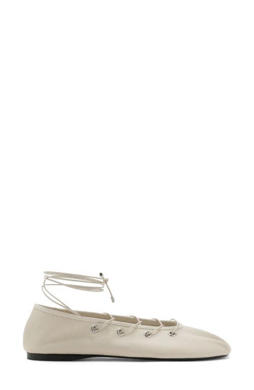 Mango Ankle Wrap Ballet Flat In White
