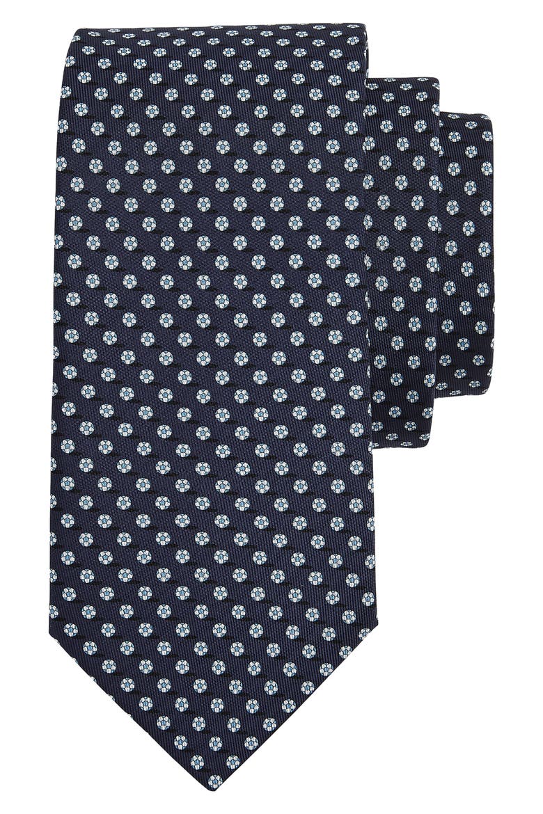 Salvatore Ferragamo Soccer Print Silk Tie, Main, color, NAVY