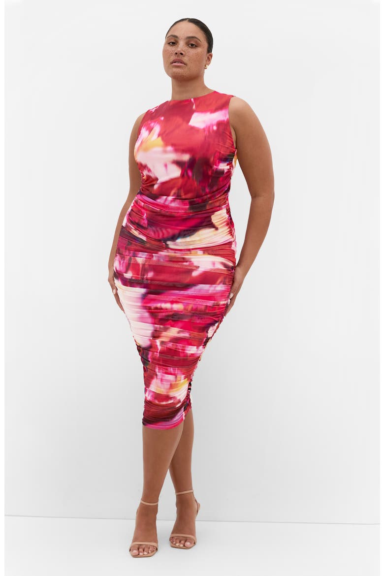 Livia Ruched Mesh Skirt, Alternate, color, COLOUR BURST