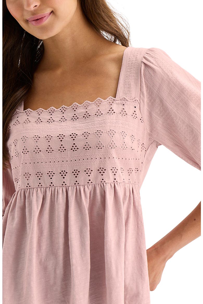 Schiffli Square Neck Cotton Top, Alternate, color, PALE MAUVE