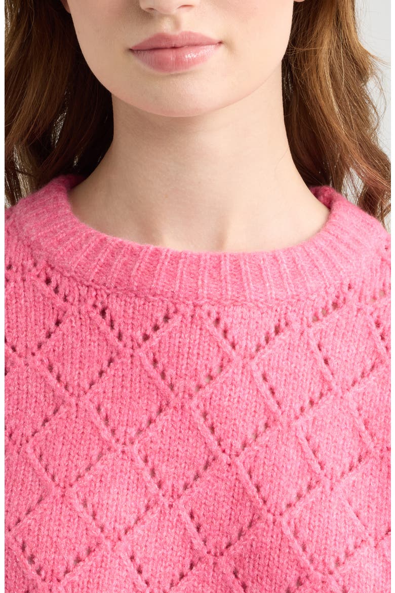 Vitosha Pointelle Crewneck Sweater, Alternate, color, FUCHSIA