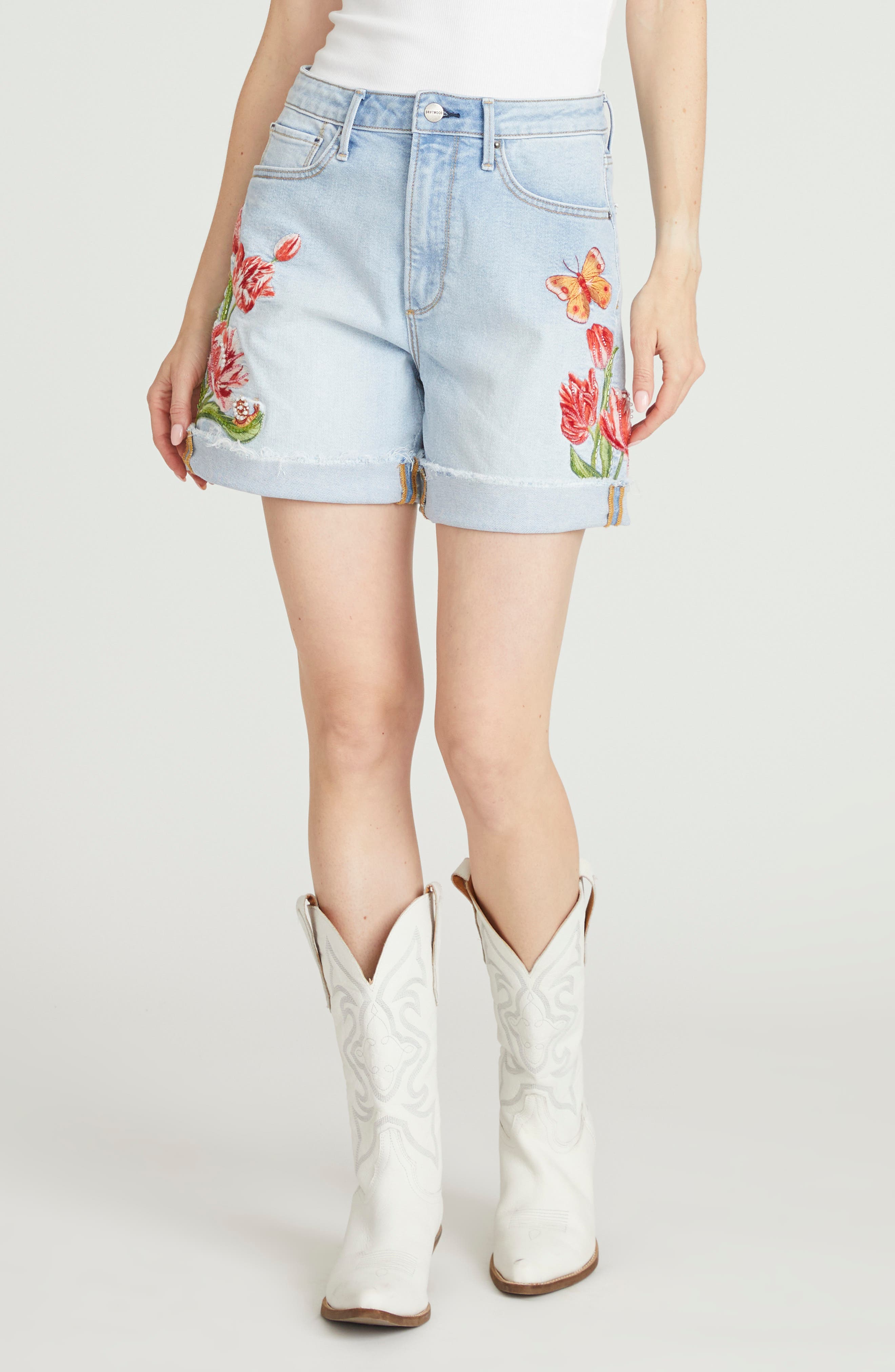 Driftwood Aria High Waist Cuffed Denim Shorts