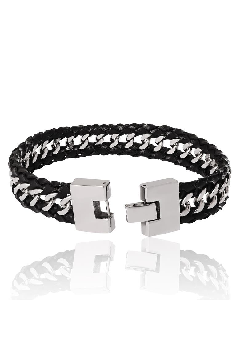 Braided Chain Overlay Bracelet, Alternate, color, Silver