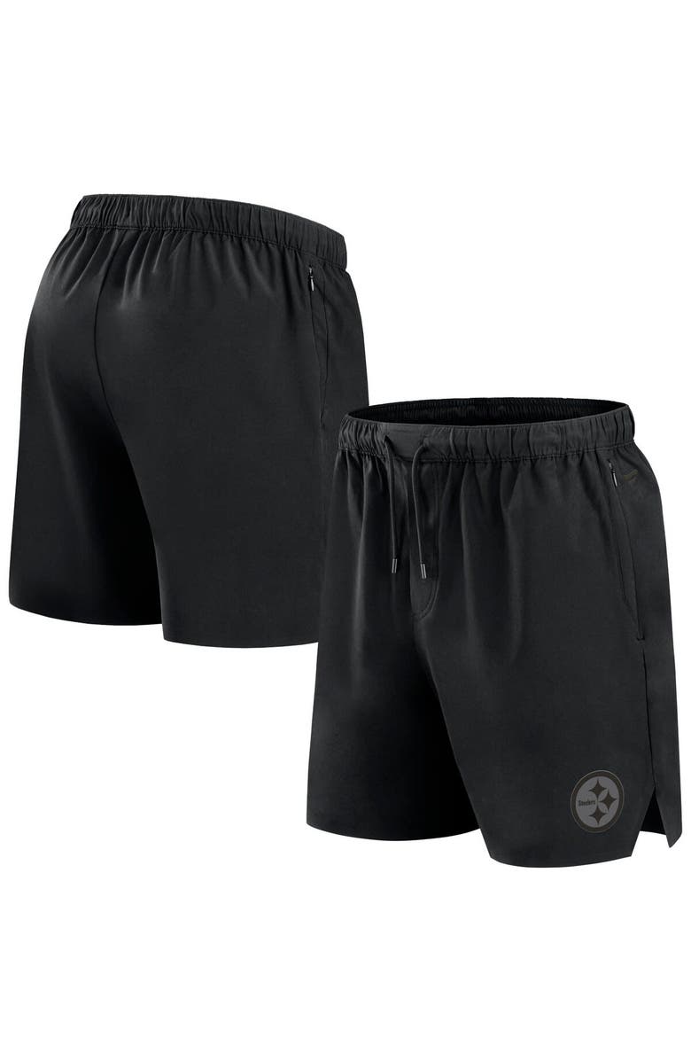 Fanatics Signature Men's Fanatics Black Pittsburgh Steelers Front Office Woven Shorts, Main, color, Black