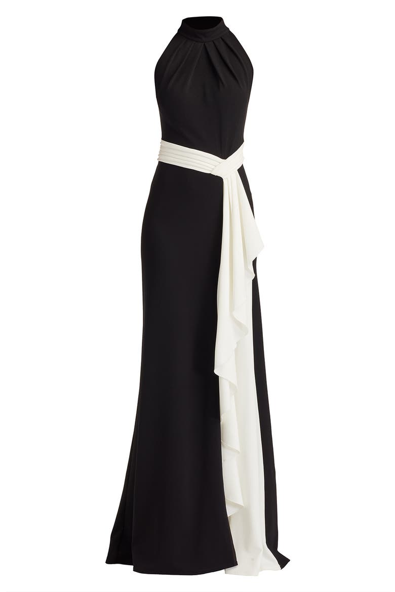Sleeveless Sheath Gown, Alternate, color, BLACK/ IVORY