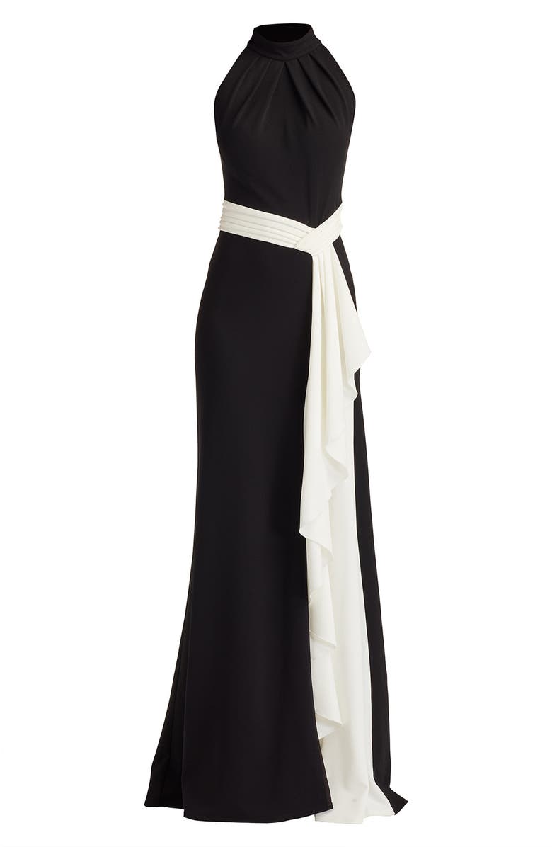 Tadashi Shoji Sleeveless Sheath Gown, Alternate, color, Black/ Ivory