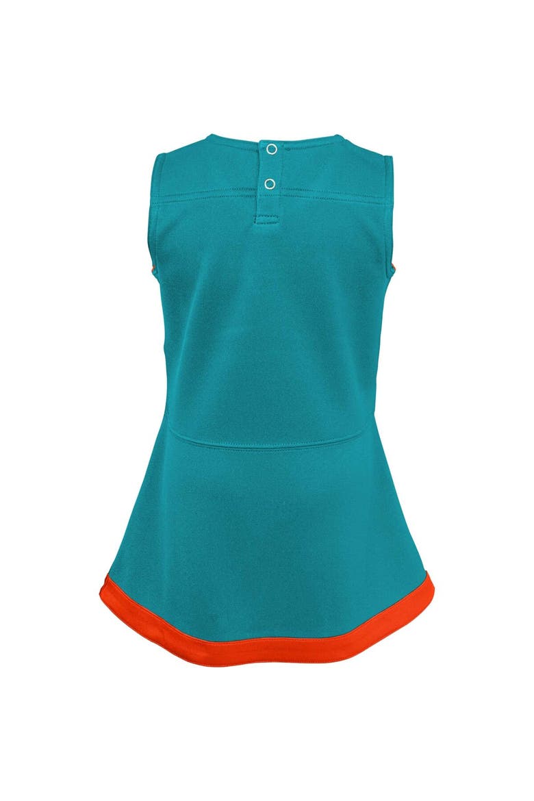 Girls Infant Aqua Miami Dolphins Cheer Captain Jumper Dress, Alternate, color, Aqua