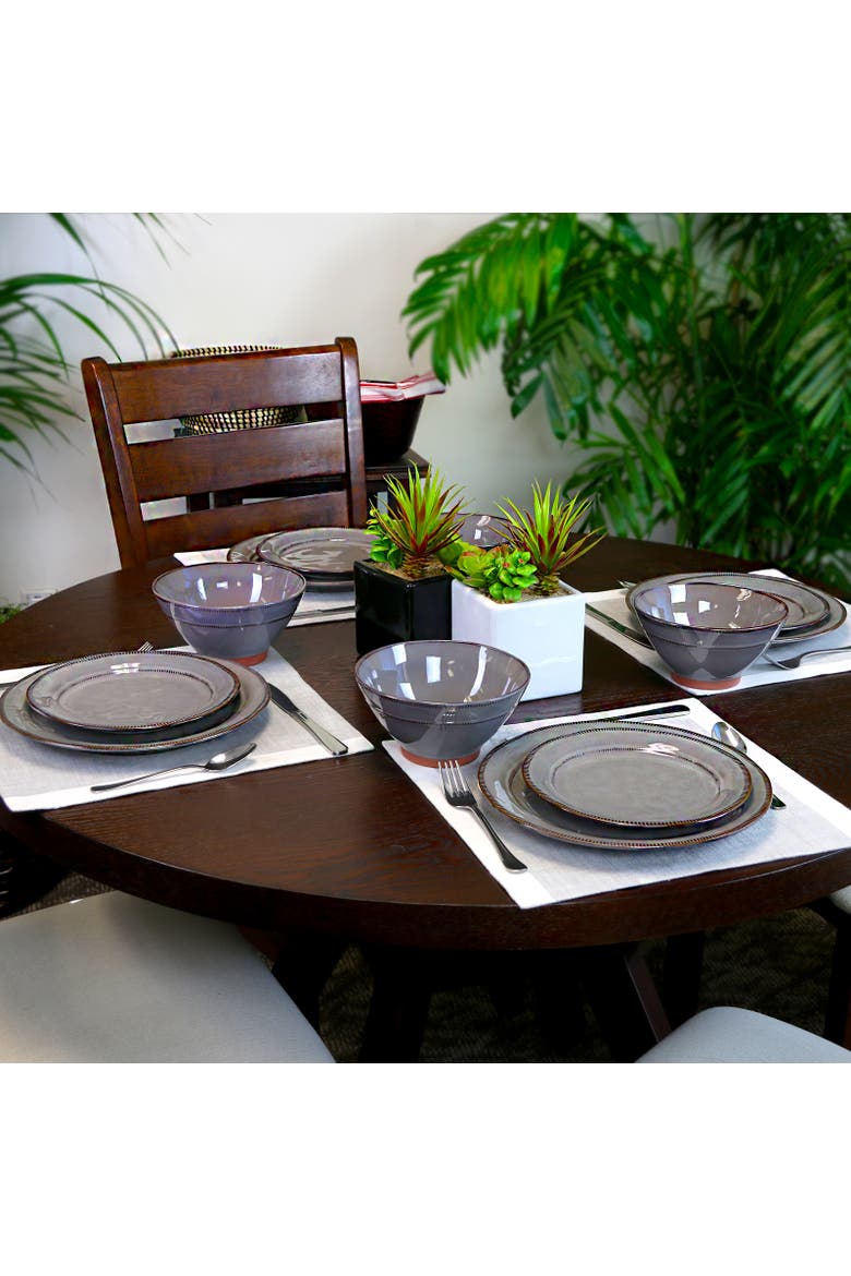 Terranea 12 Piece Dinnerware Set, Alternate, color, Grey