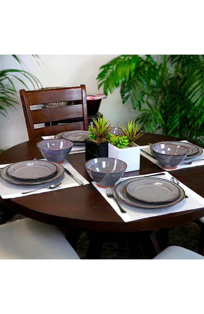 Gibson Elite Terranea 12 Piece Dinnerware Set, Alternate, color, Grey