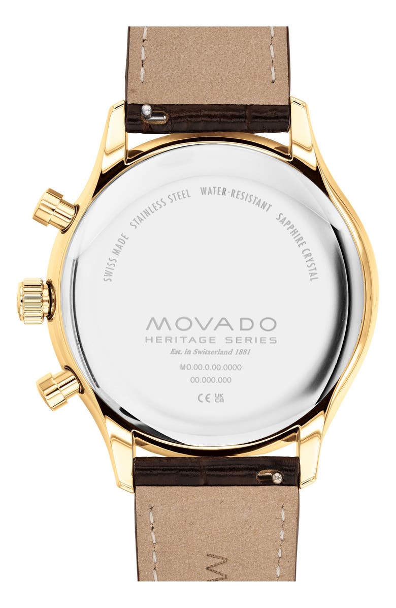 Movado Circa Chronograph Leather Strap Watch, 43mm, Alternate, color,