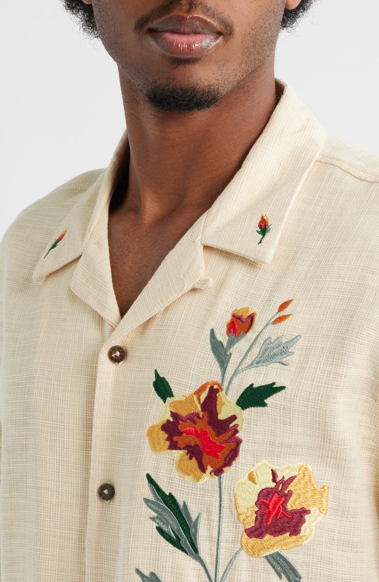 PacSun Oversize Floral Embroidered Camp Shirt, Alternate, color, 